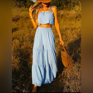 Shein Tie Shoulder Cami and Wide Leg Pants